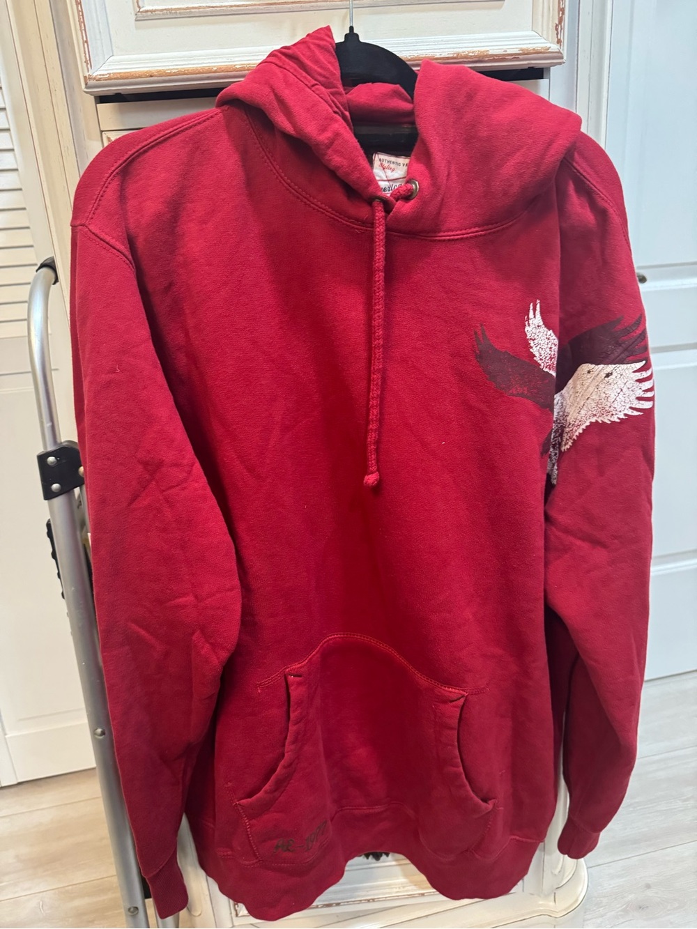 Men's American Eagle Graphic Pullover Hoodie with Graphic Sleeve